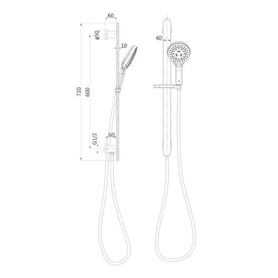 IKON KARA RAIL SHOWER WITH INTEGRATED WATER INLET BLACK