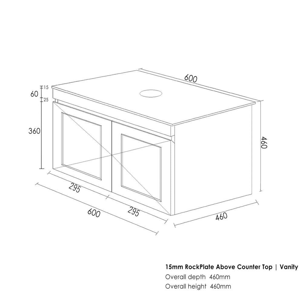 OTTI HAMPTON MARK II MATTE BLACK 600MM SINGLE BOWL WALL HUNG VANITY