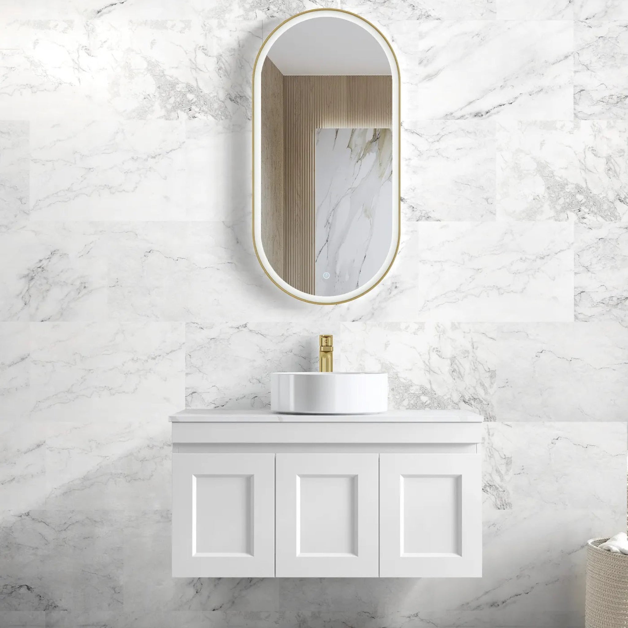 OTTI HAMPTON MARK II MATTE WHITE 900MM SINGLE BOWL WALL HUNG VANITY