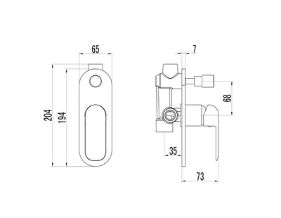 IKON KARA WALL MIXER WITH DIVERTER 194MM BRUSHED GOLD