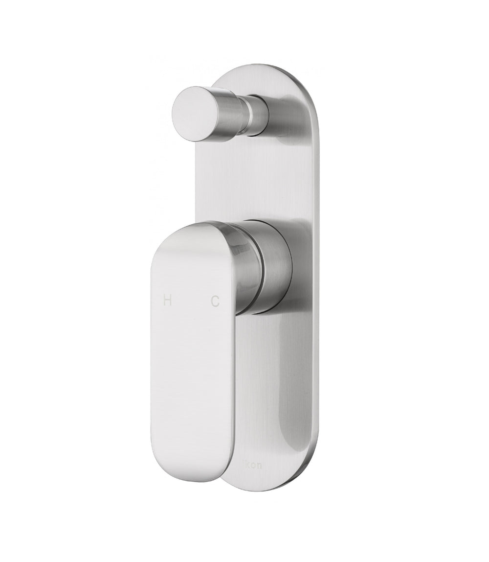 IKON KARA WALL MIXER WITH DIVERTER 194MM BRUSHED NICKEL