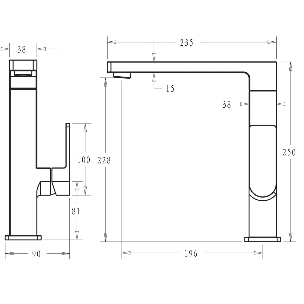 IKON CERAM SINK MIXER 250MM BRUSHED GOLD