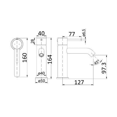 IKON HALI LEAD FREE BASIN MIXER 164MM MATTE BLACK