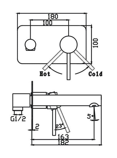 HELLYCAR IDEAL WALL MIXER WITH OUTLET 180MM BRUSHED GOLD