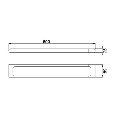 IKON KARA SINGLE NON-HEATED TOWEL RAIL CHROME 600MM AND 800MM