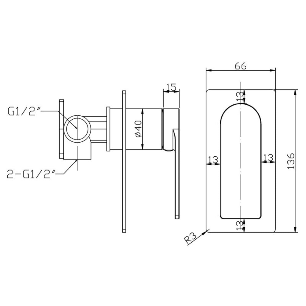 IKON RUKI WALL MIXER 136MM GUN METAL
