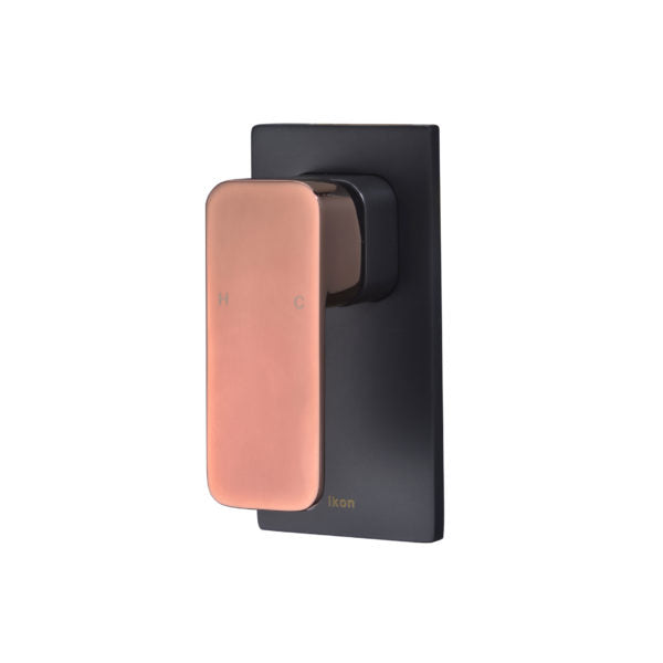 IKON SETO LEAD FREE WALL MIXER 140MM MATTE BLACK AND ROSE GOLD
