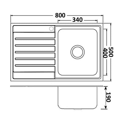 IKON SETO ONE BOWL KITCHEN SINK-LHB CHROME 800MM