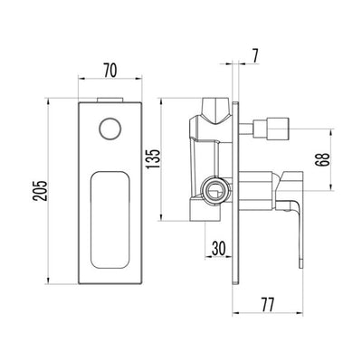 IKON SETO WALL MIXER WITH DIVERTER CHROME