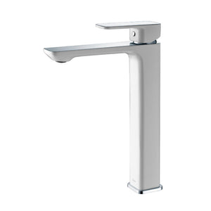 IKON SETO HIGH RISE BASIN MIXER 287MM WHITE AND CHROME