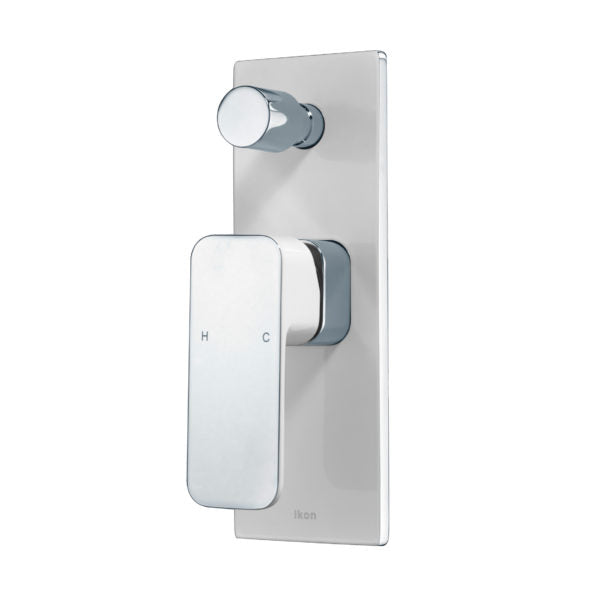 IKON SETO LEAD FREE WALL MIXER WITH DIVERTER WHITE AND CHROME