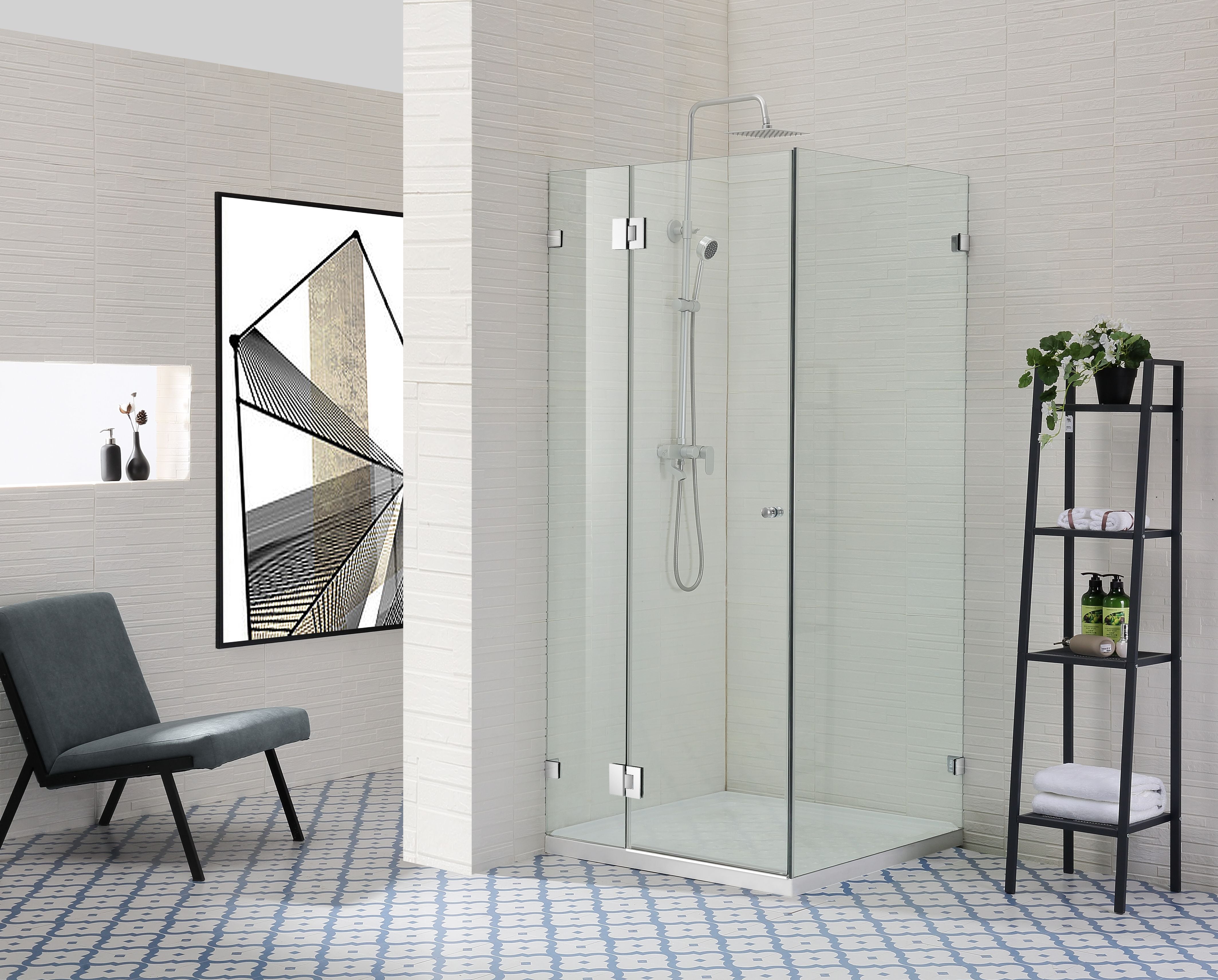 COVEY WALL TO WALL FRAMELESS PIVOTAL HINGE DOOR SHOWER SCREEN CHROME