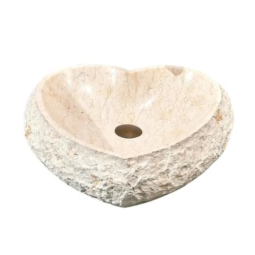 INFINITY ART BASIN NATURE STONE HEART SHAPE MARBLE 440MM