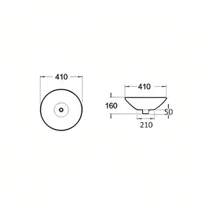 INSPIRE SEMI INSERT CERAMIC BASIN MATTE CARRARA 410MM
