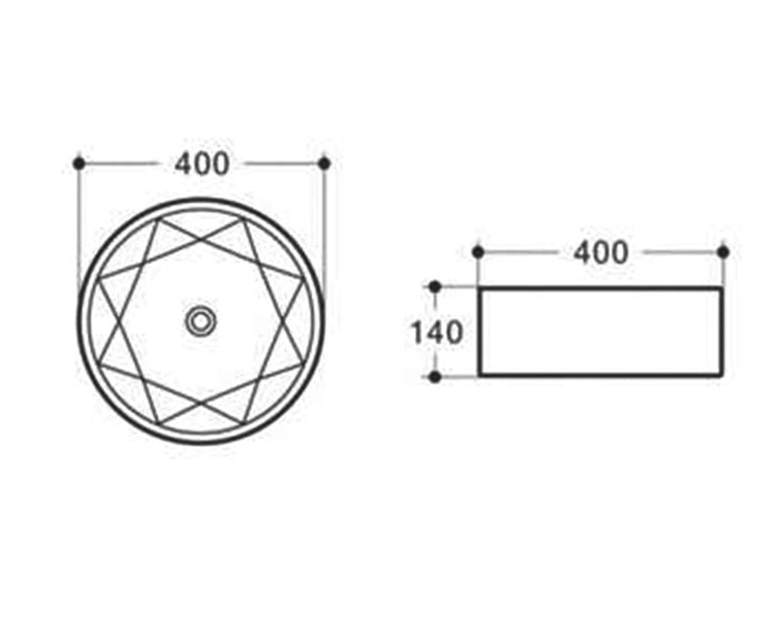 INSPIRE STAR ABOVE COUNTER ROUND BASIN MATTE GOLD 400MM