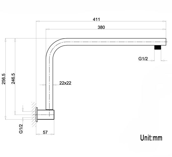 INSPIRE TARAN GOOSENECK ARM 380MM BLACK