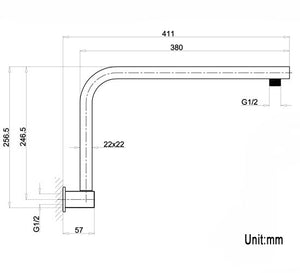 INSPIRE TARAN GOOSENECK ARM 380MM CHROME