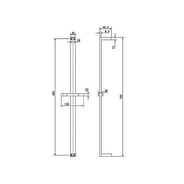 INSPIRE TARAN SHOWER RAIL 700MM BRUSHED NICKEL