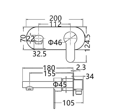 INSPIRE VOGH WALL BASIN MIXER CHROME