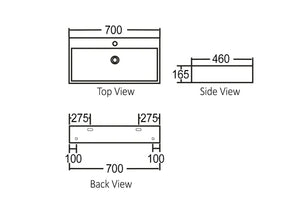INSPIRE WALL HUNG GLOSS WHITE BASIN 700MM