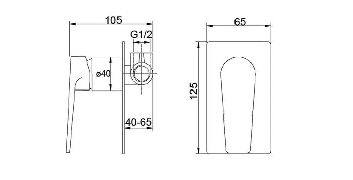 INSPIRE ZEVIO SHOWER WALL MIXER 125MM BRUSHED NICKEL