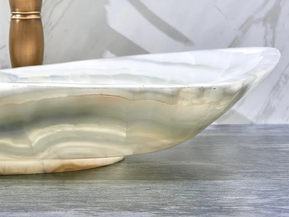 INFINITY ART BASIN NATURE STONE CURVED WHITE ONYX 700MM