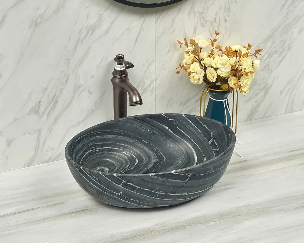 INFINITY ART BASIN NATURE STONE OVAL MARBLE 510MM