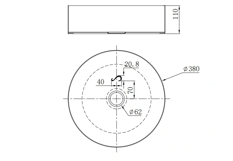 INFINITY HANDMADE BASIN STAINLESS STEEL ROUND BRUSHED GOLD 380MM
