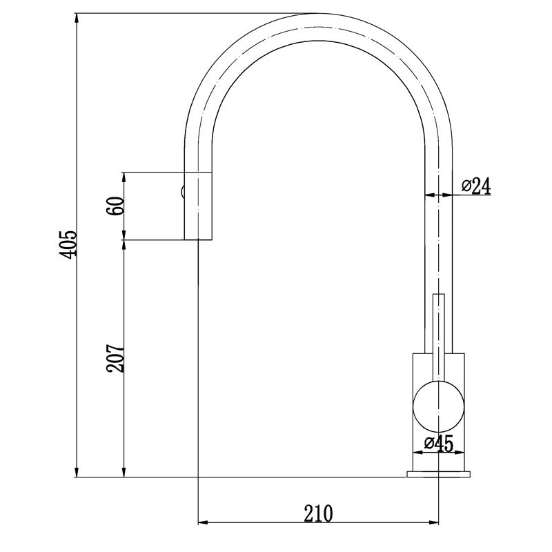 IKON OTUS LEAD FREE PULL-OUT SINK MIXER 405MM BRUSHED NICKEL