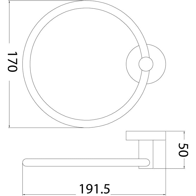 IKON OTUS TOWEL RING GUN METAL 170MM