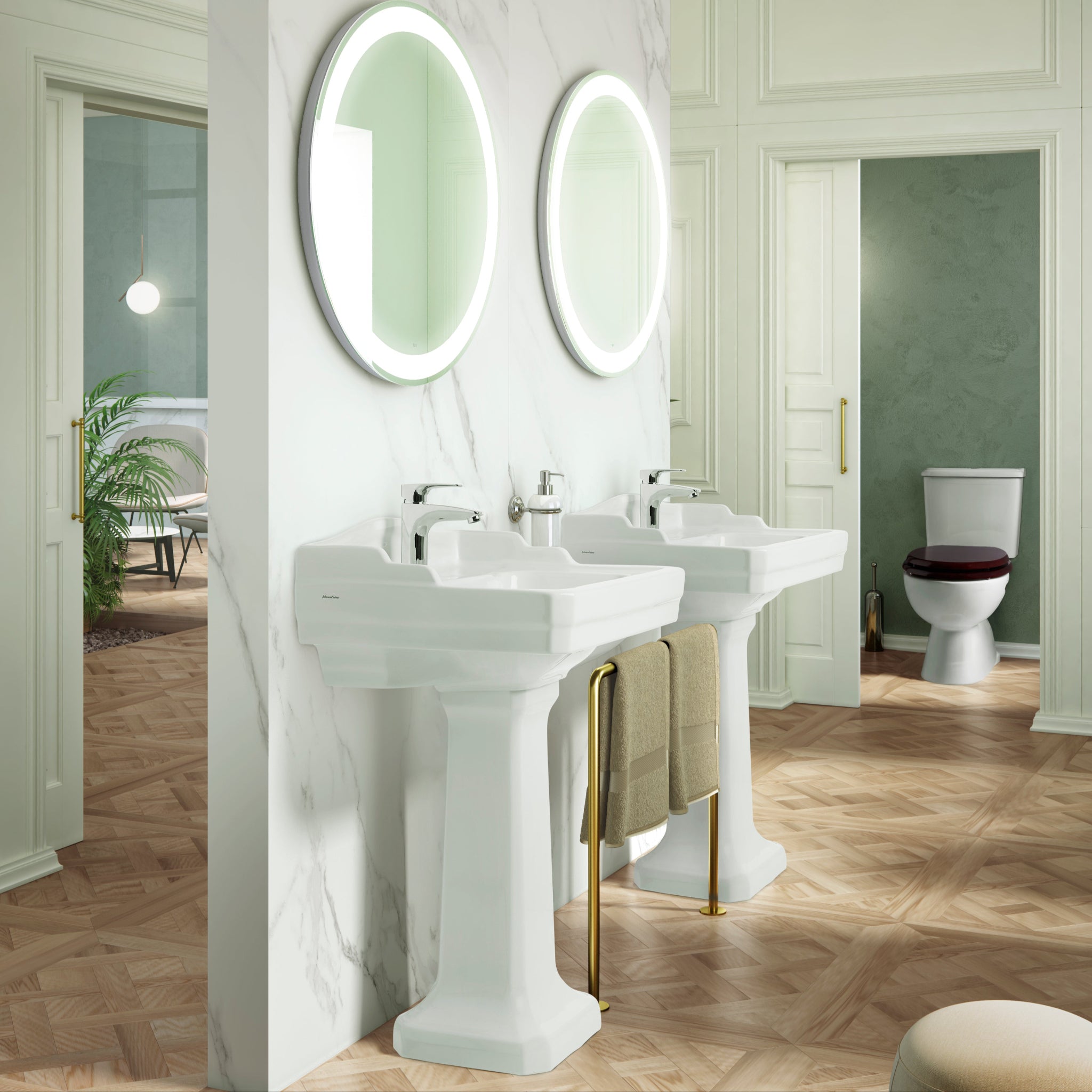 JOHNSON SUISSE COLONIAL WALL HUNG BASINS WHITE 610MM