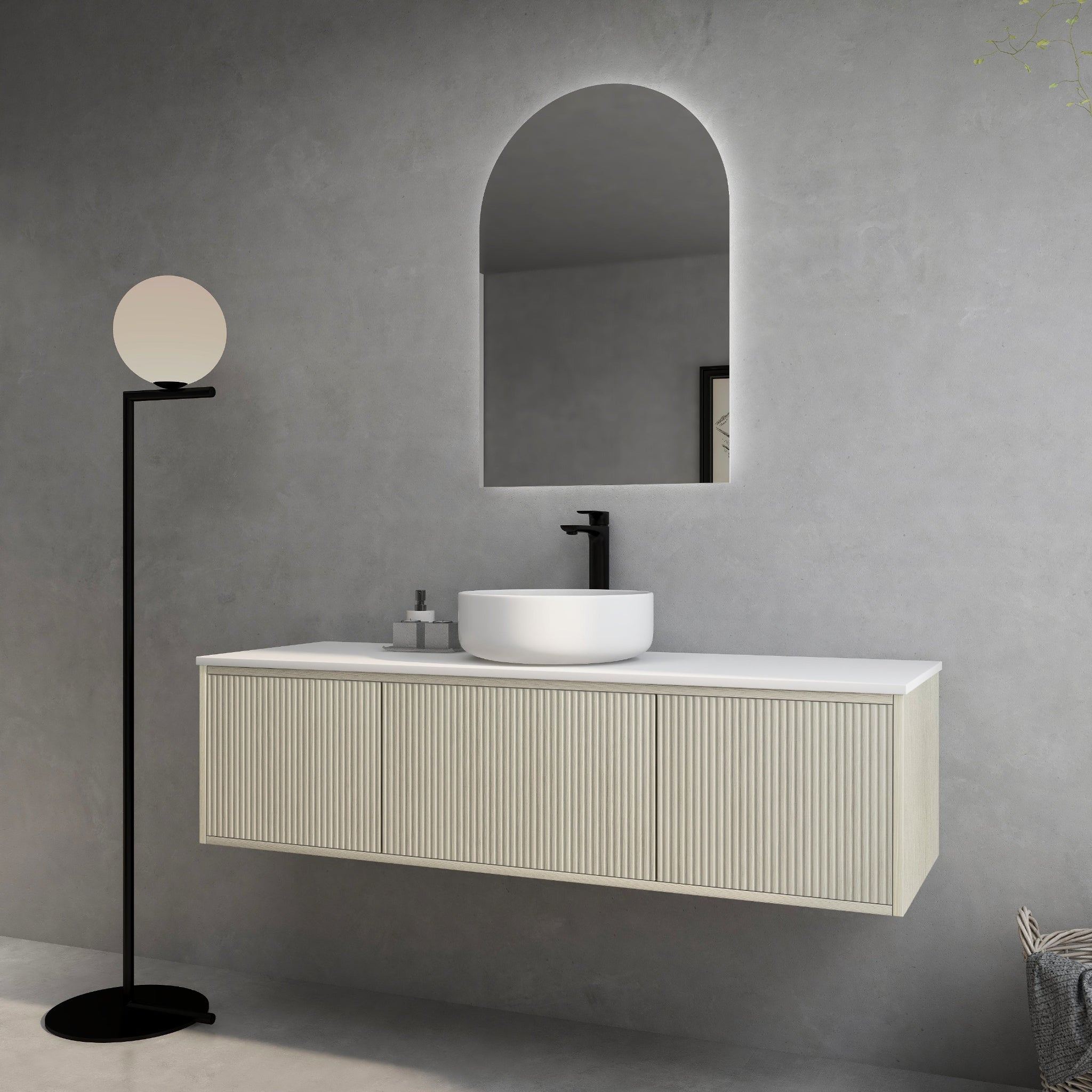 CETO BELLEVUE COASTAL OAK 1500MM SINGLE BOWL WALL HUNG VANITY