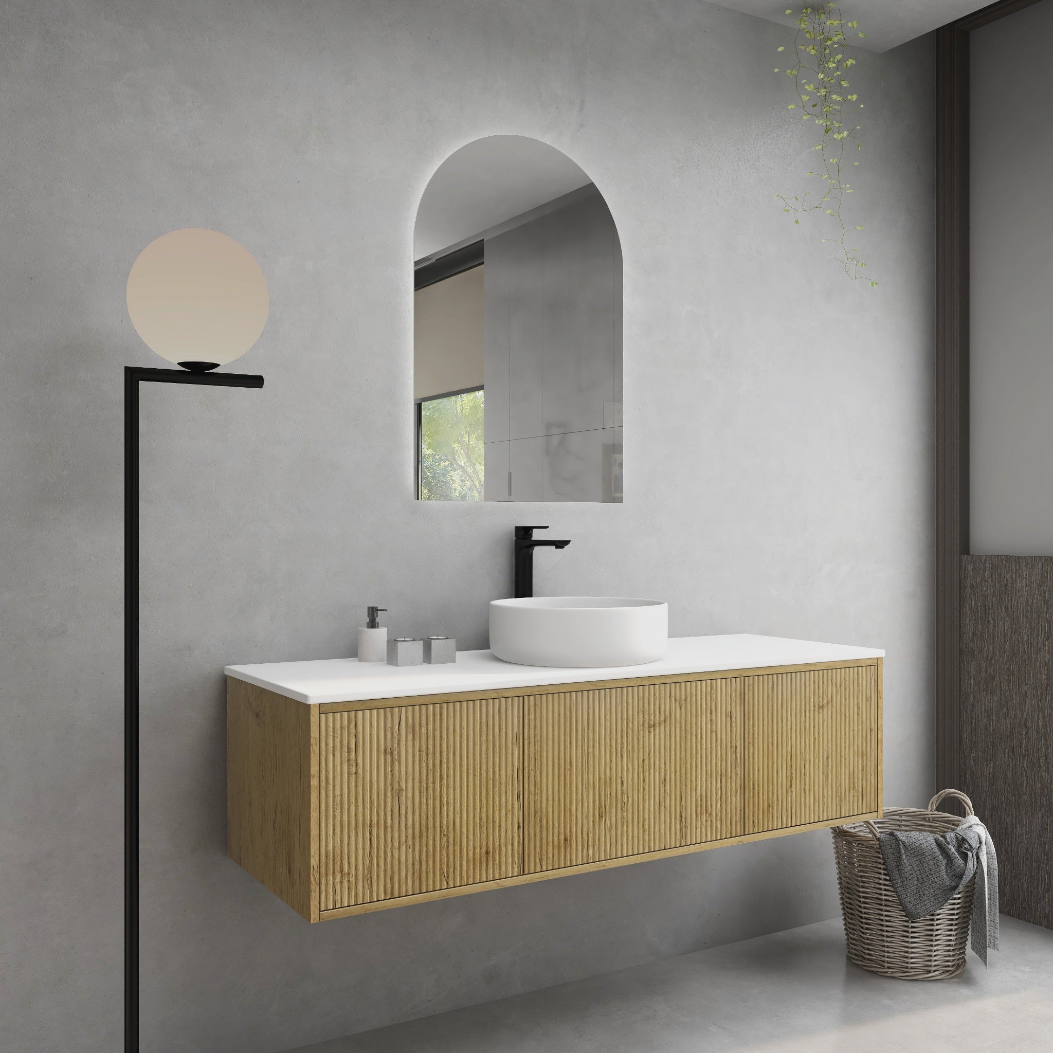 CETO BELLEVUE PRIME OAK 1500MM SINGLE BOWL WALL HUNG VANITY