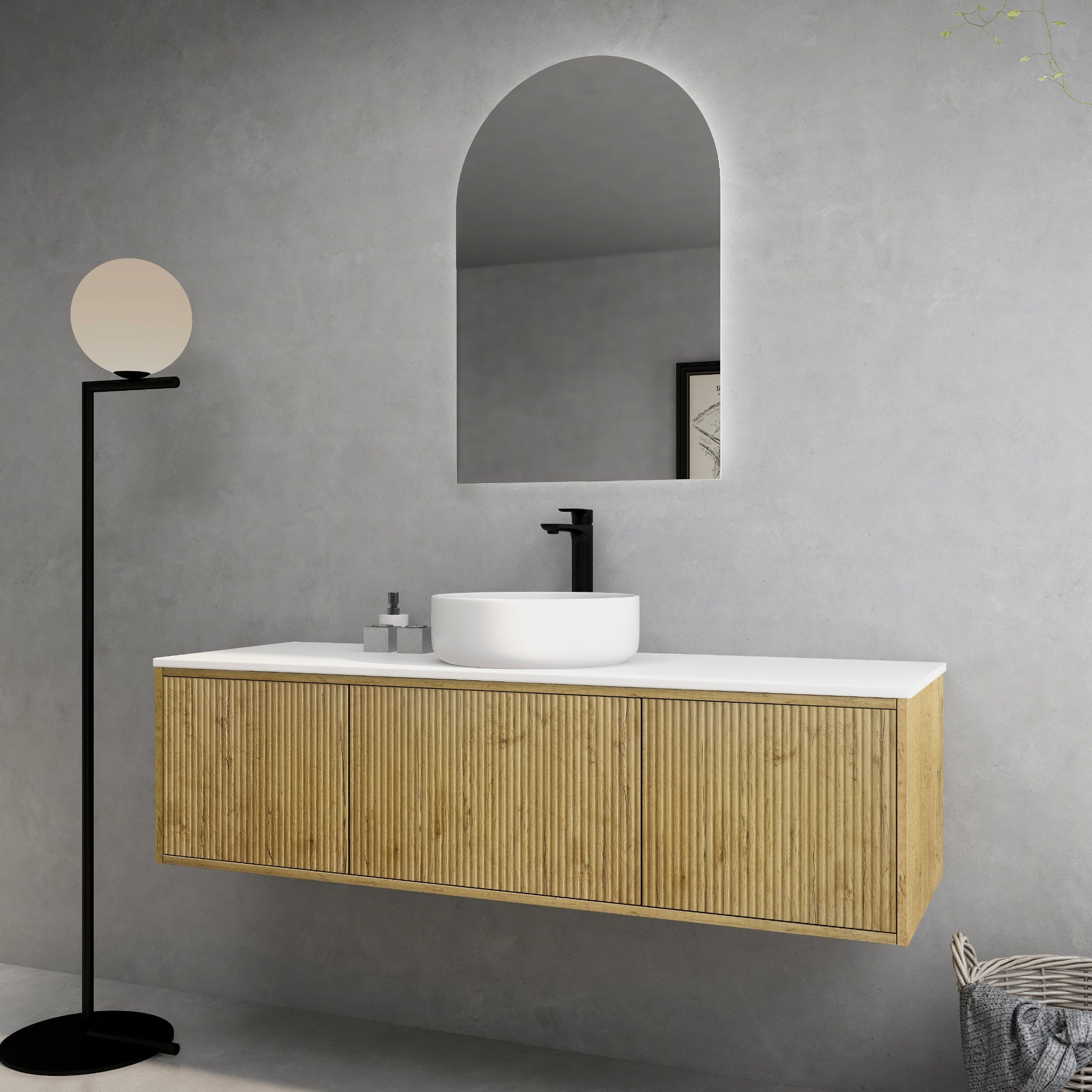 CETO BELLEVUE PRIME OAK 1500MM SINGLE BOWL WALL HUNG VANITY