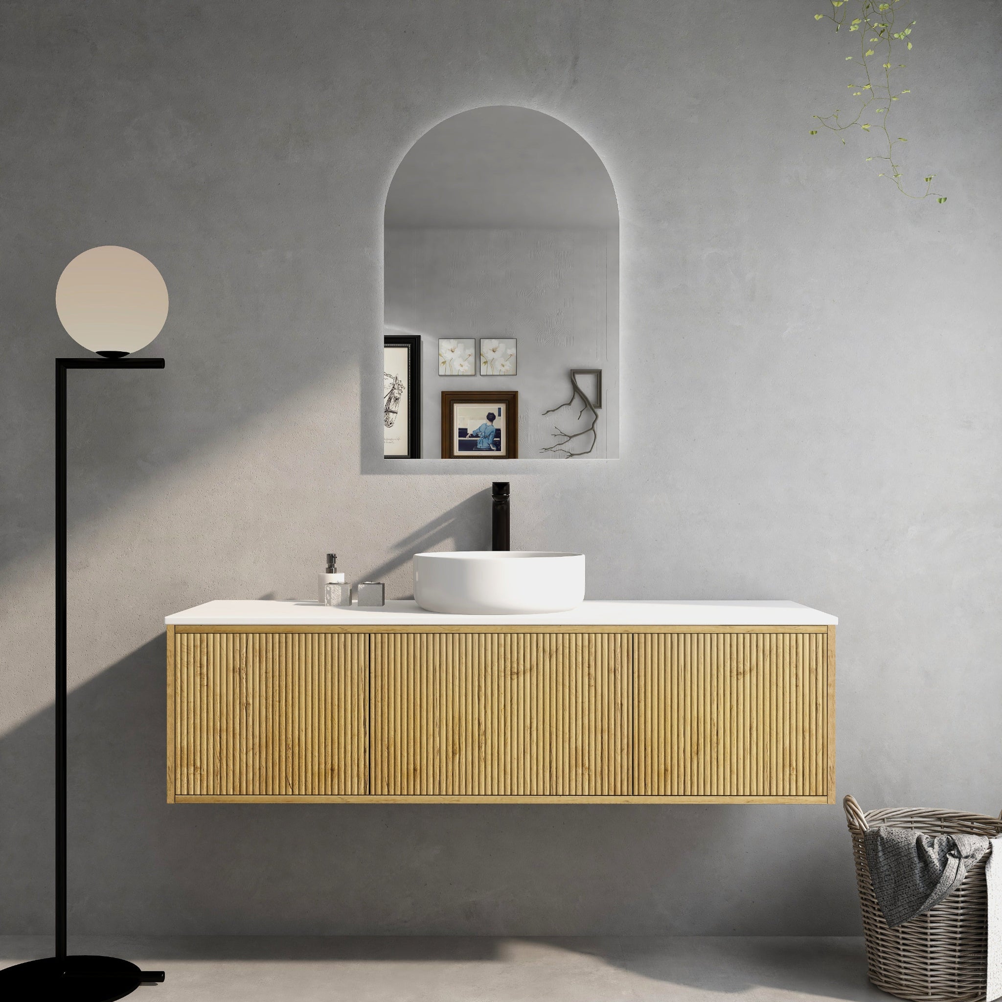 CETO BELLEVUE PRIME OAK 1500MM SINGLE BOWL WALL HUNG VANITY