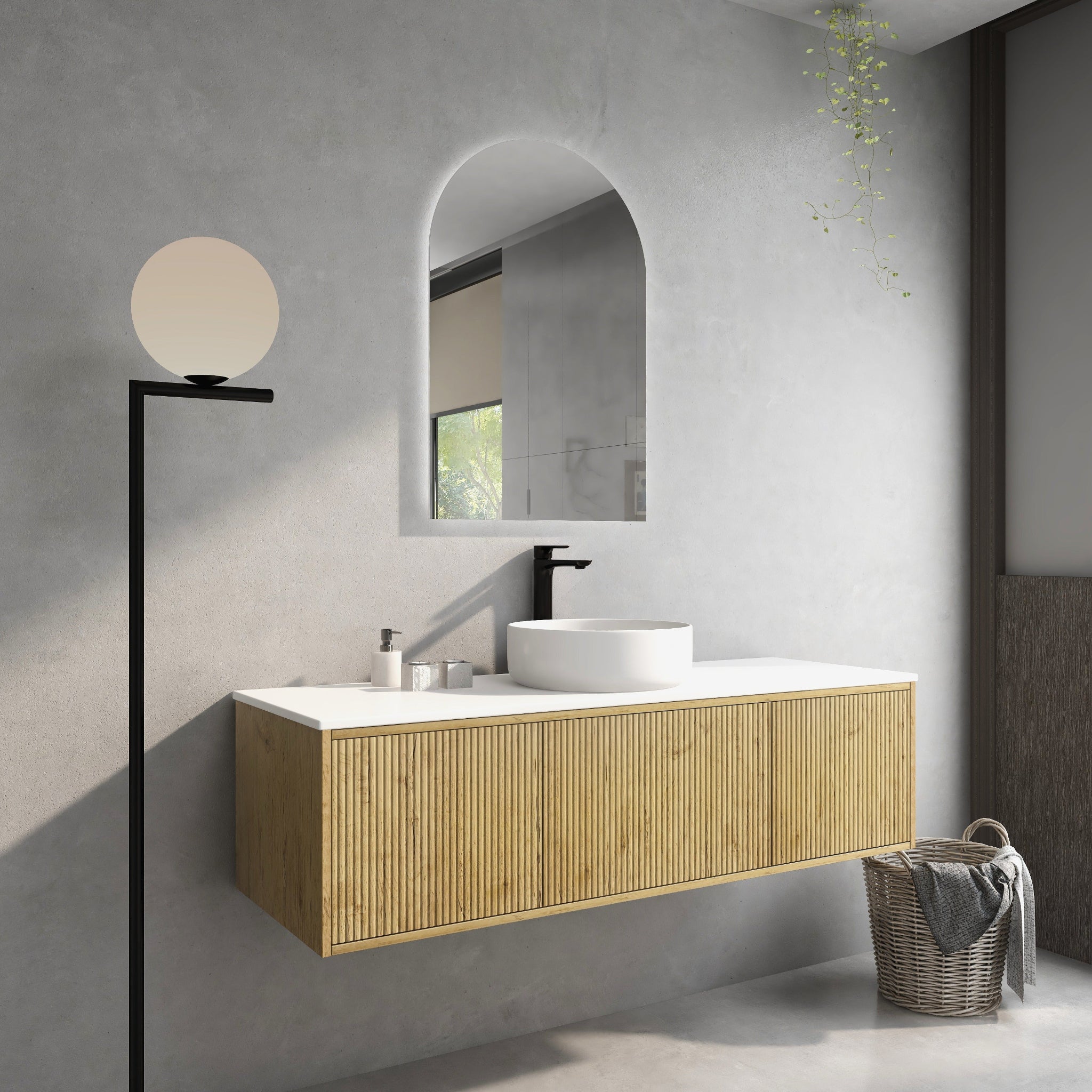 CETO BELLEVUE PRIME OAK 1500MM SINGLE BOWL WALL HUNG VANITY