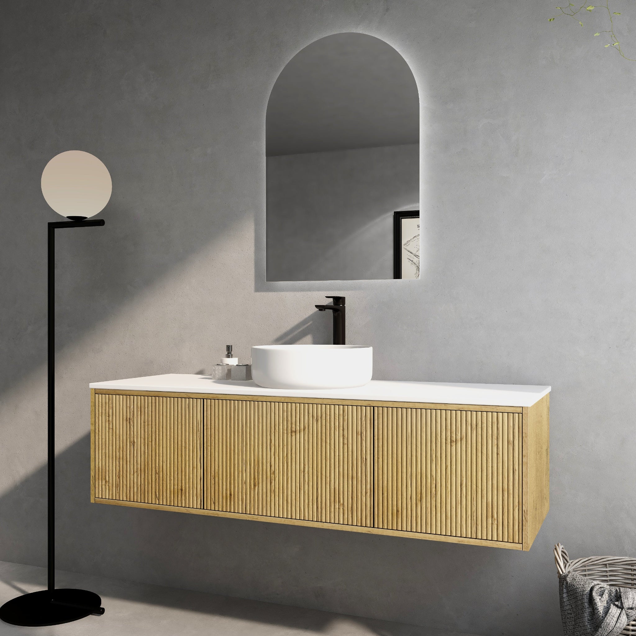 CETO BELLEVUE PRIME OAK 1500MM SINGLE BOWL WALL HUNG VANITY