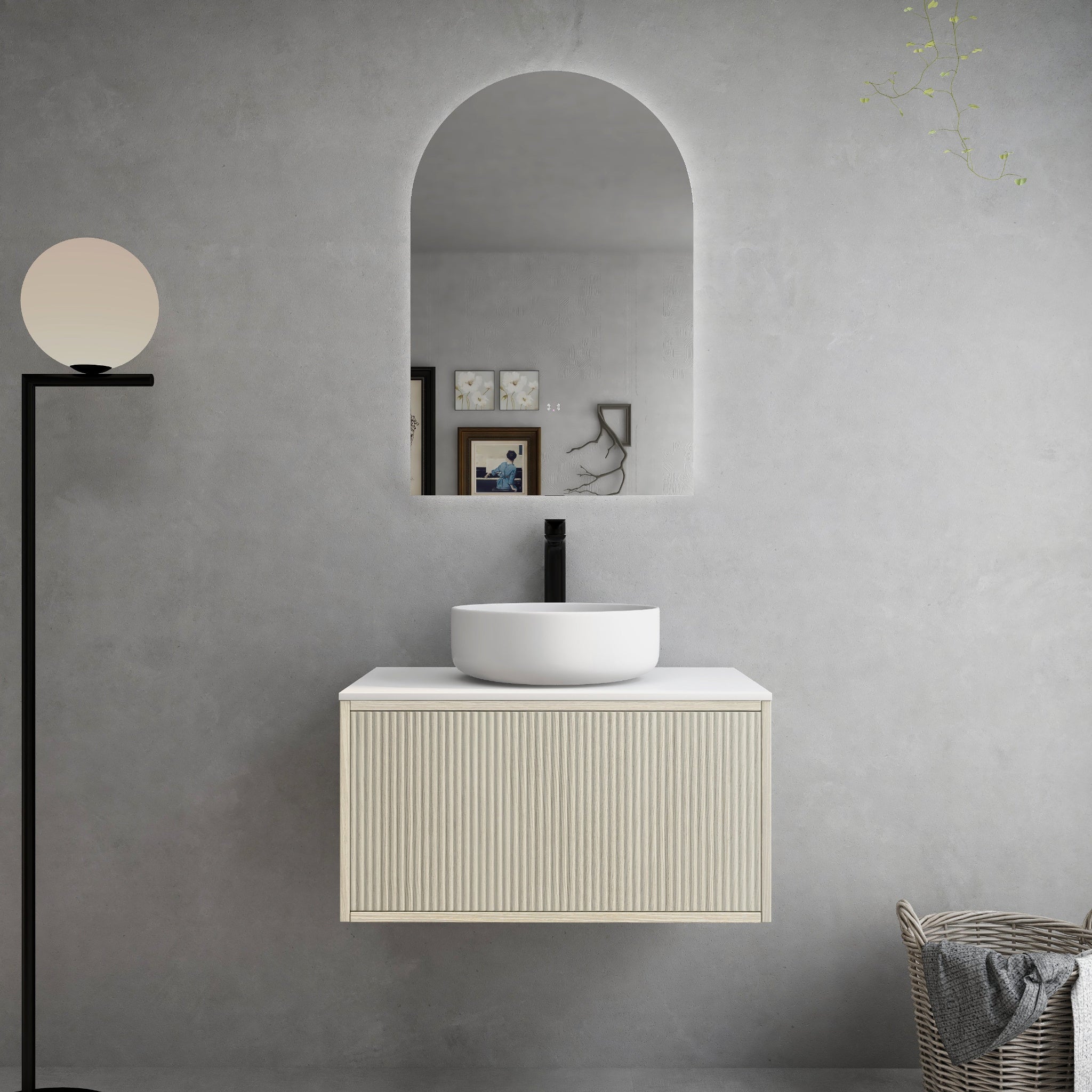 CETO BELLEVUE COASTAL OAK 750MM SINGLE BOWL WALL HUNG VANITY