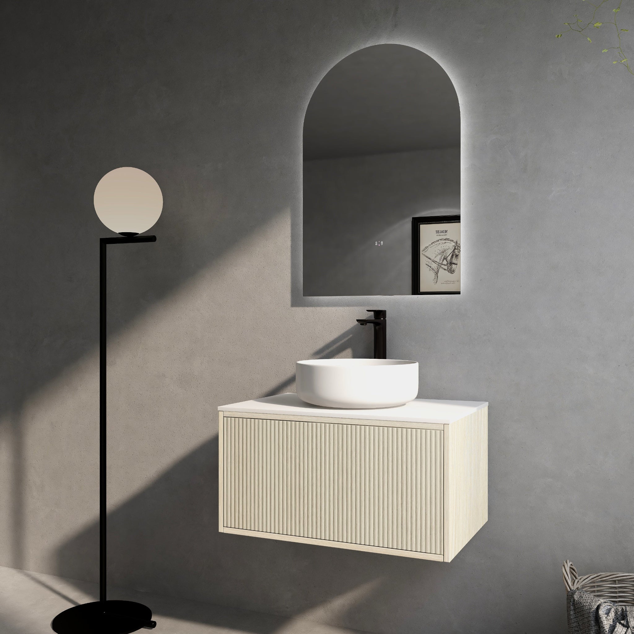 CETO BELLEVUE COASTAL OAK 750MM SINGLE BOWL WALL HUNG VANITY