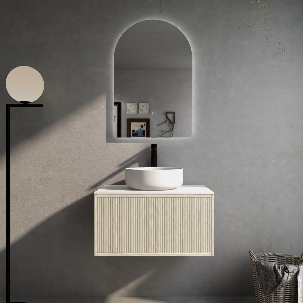 CETO BELLEVUE COASTAL OAK 750MM SINGLE BOWL WALL HUNG VANITY