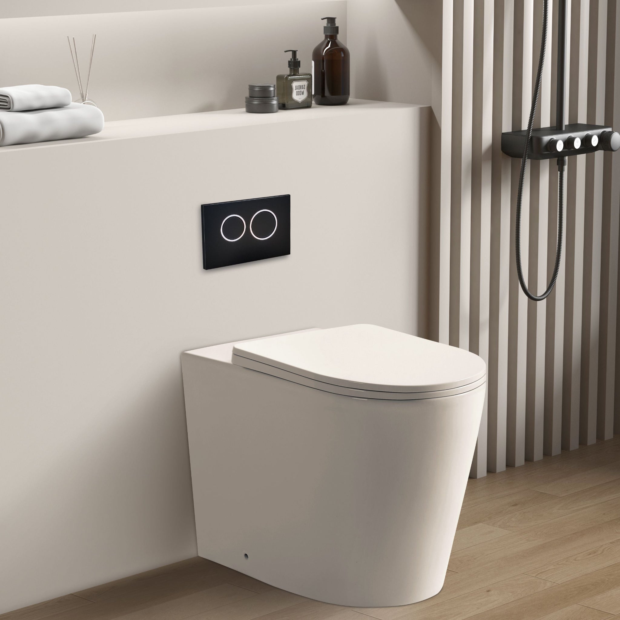 POSEIDON AVIS RIMLESS EXTRA HEIGHT WALL FACED FLOOR PAN GLOSS WHITE