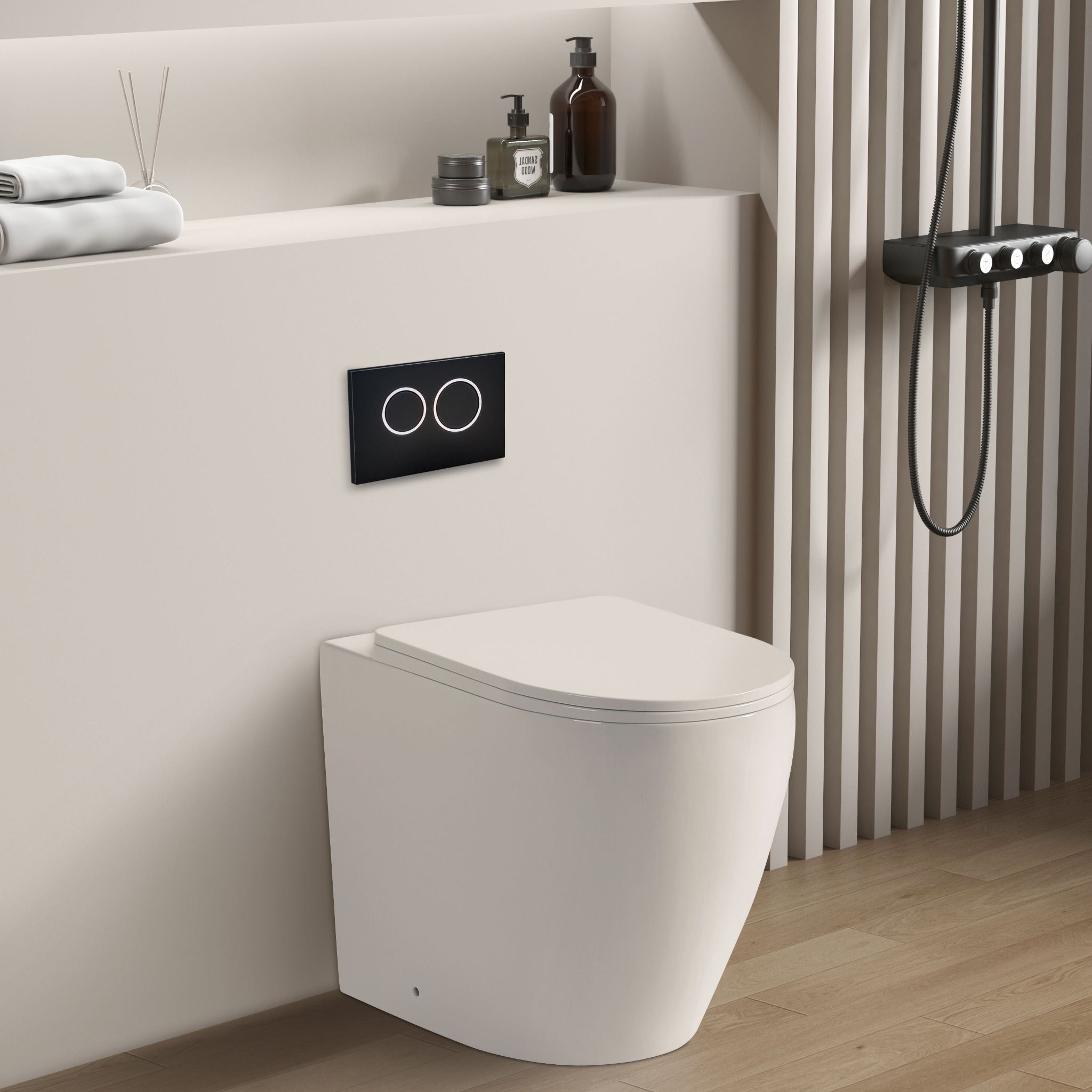 POSEIDON ELVERA RIMLESS EXTRA HEIGHT WALL FACED FLOOR PAN GLOSS WHITE