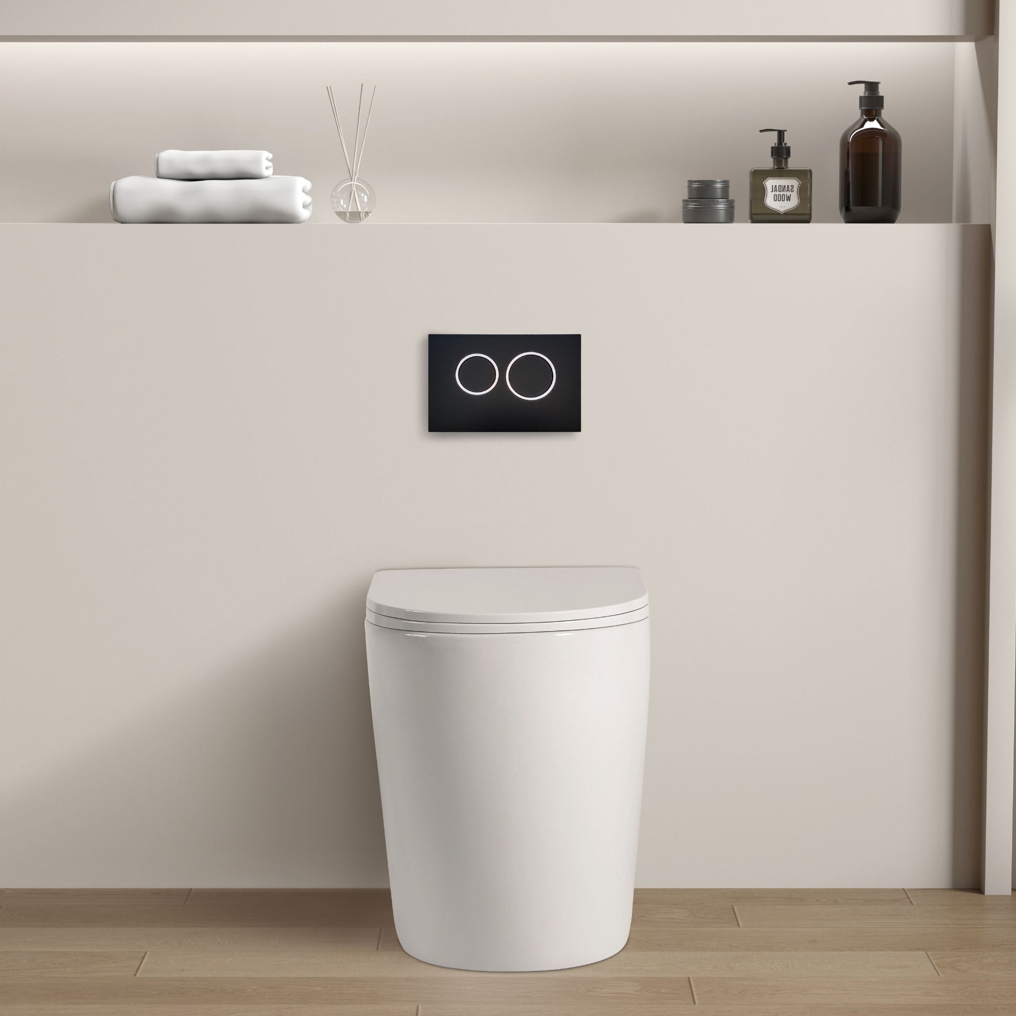 POSEIDON ELVERA RIMLESS EXTRA HEIGHT WALL FACED FLOOR PAN GLOSS WHITE