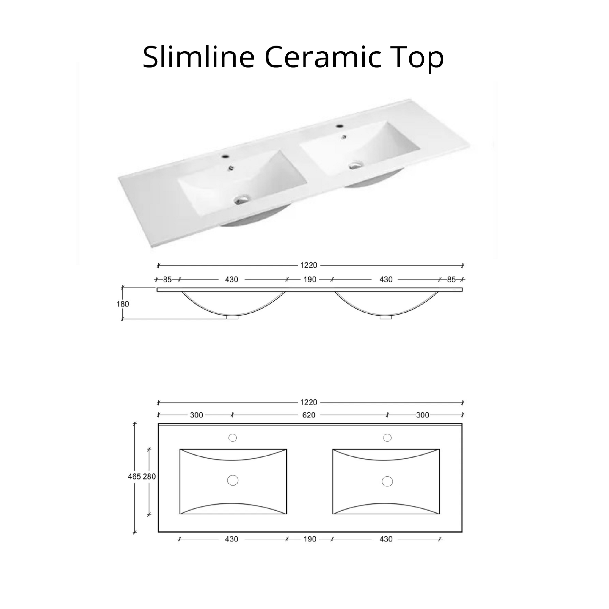 INFINITY KINGO MATTE BLACK 1200MM DOUBLE BOWL WALL HUNG VANITY