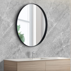 POSEIDON OLIVIA ROUND BLACK FRAMED MIRROR 700X700MM