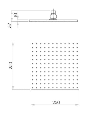 PHOENIX LEXI SHOWER ROSE SQUARE 250MM STAINLESS STEEL