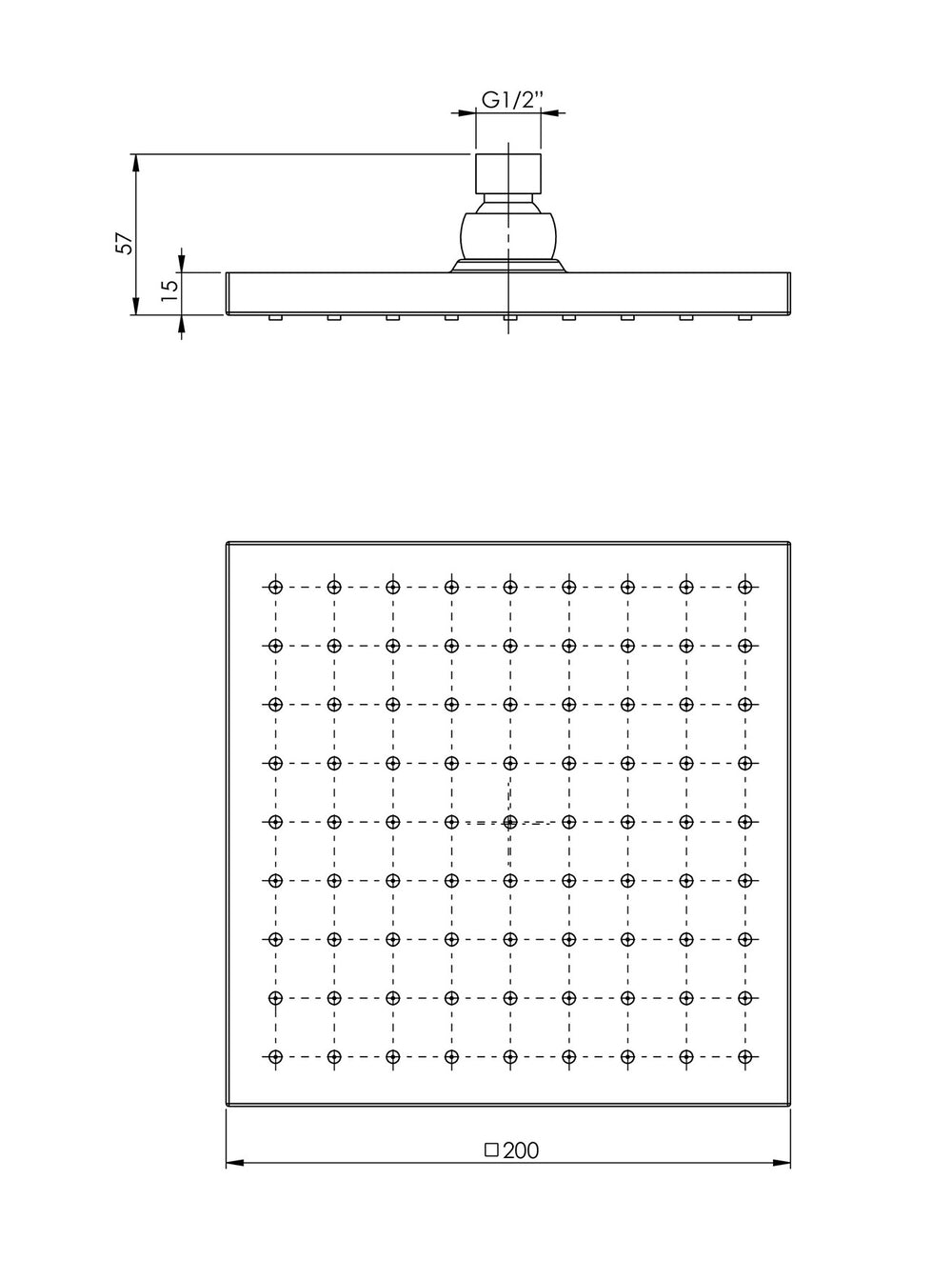 PHOENIX LEXI SHOWER ROSE SQUARE 200MM CHROME
