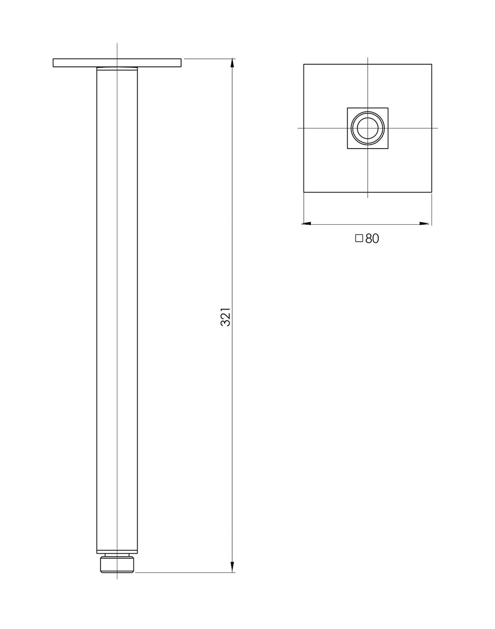 PHOENIX LEXI CEILING ARM 321MM MATTE BLACK