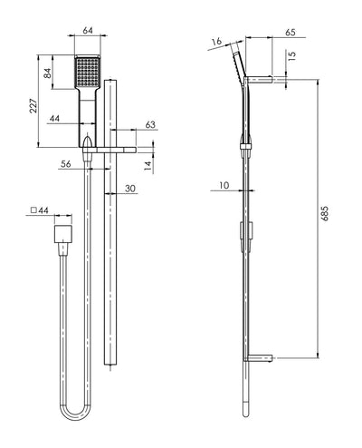 PHOENIX LEXI DELUXE RAIL SHOWER BRUSHED NICKEL