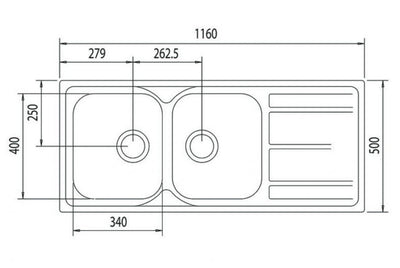 LINSOL MAREA 24L KITCHEN SIN AND TRAY STAINLESS STEEL 1160MM
